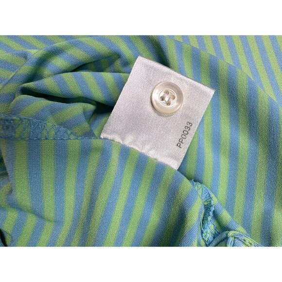 Rhoback Golf Performance Polo Mens Size XXL Short Sleeve Blue Green Stripes - Picture 8 of 12